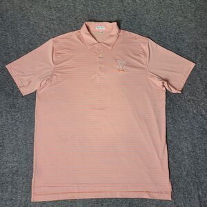 Peter Millar Summer Comfort Men's Golf Polo Shirt Size XL Orange Striped